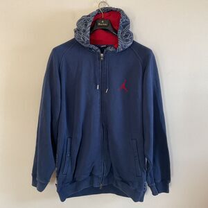 VTG Y2K Nike Air Jordan Jumpman All Over Sneaker Print Mens XL Hoodie Navy Blue
